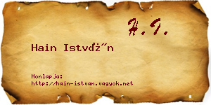 Hain István névjegykártya